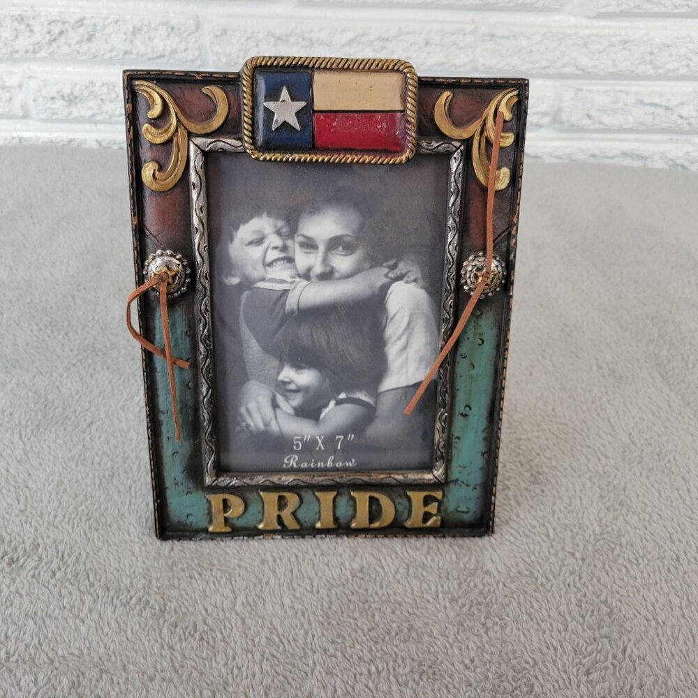 Texas Pride Flag Photo Frame 5x7 Western Ornate Wood Glass Picture Frame S11E